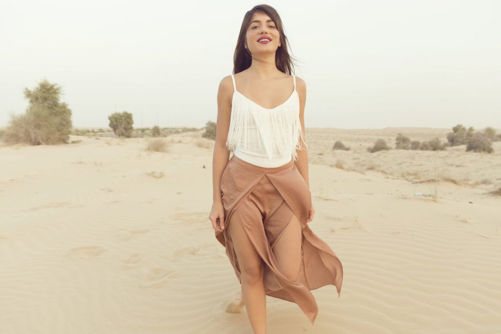 Young women in desert